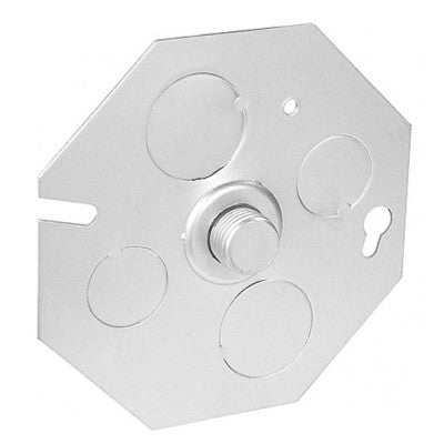 Southwire Garvin Octagon Concrete Box Cover With (3) 1/2 Inch And (2) 3/4 Inch Conduit Knockouts And 3/8 Inch Threaded Fixture Stud (CBP-3/8)