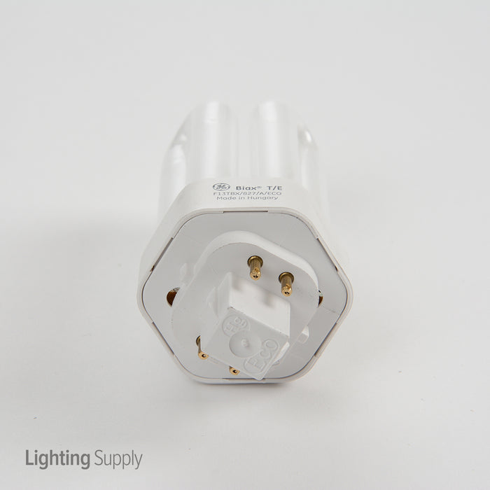 GE F13TBX/827/A/ECO 13W T4 Triple Tube Compact Fluorescent 2700K 82 CRI 4-Pin GX24Q-1 Plug-In Base Bulb (97619G)