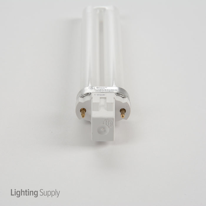 GE F13BX/835/ECO 13W T4 Twin Tube Compact Fluorescent 3500K 82 CRI Bi-Pin GX23 Plug-In Base Bulb (97569)