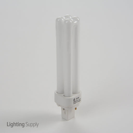 GE F18DBX/841/ECO 18W T4 Quad Tube Compact Fluorescent 4100K 82 CRI Bi-Pin G24D-2 Plug-In Base Bulb (97580)