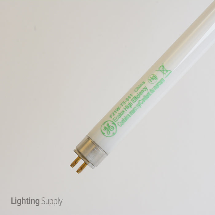 GE F21W/T5/841/ECO 21W 33 7/16 Inch T5 Linear Fluorescent 4100K 85 CRI Miniature Bi-Pin G5 Base Tube (46687)