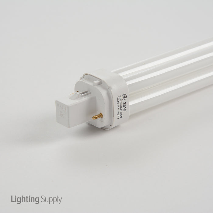 GE F26DBX/827/ECO 26W T4 Quad Tube Compact Fluorescent 2700K Bi-Pin G24D-3 Plug-In Base Bulb (97606)