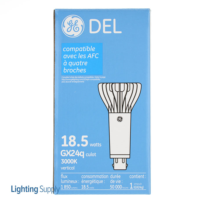 GE LED19GX24Q-V/830 LED 18.5W 1850Lm 80 CRI 4-Pin Plug-In GX24q Non-Dimmable Indoor Damp Vertical Mount 3000K (39277)