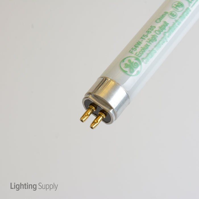 GE F54W/T5/835/ECO 54W 46 Inch T5 Linear Fluorescent 3500K 85 CRI Miniature Bi-Pin G5 Base High Output Tube (46760)