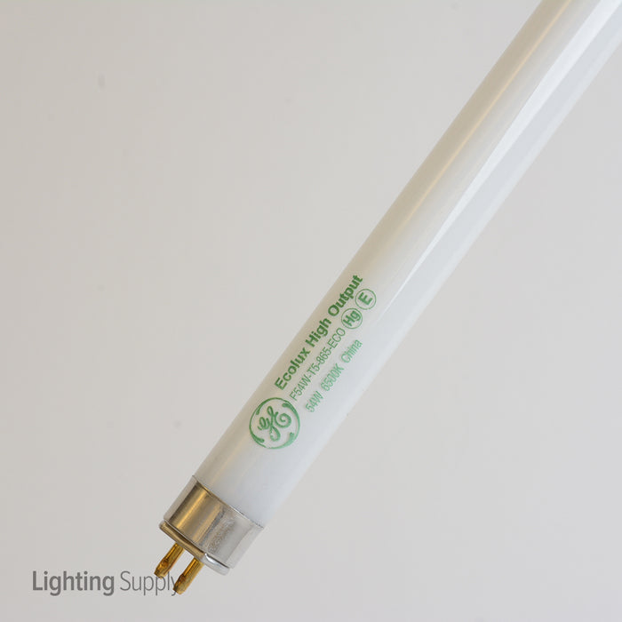 GE F54W/T5/865/ECO 54W 46 Inch T5 Linear Fluorescent 6500K 85 CRI Miniature Bi-Pin G5 Base High Output Tube (46763)