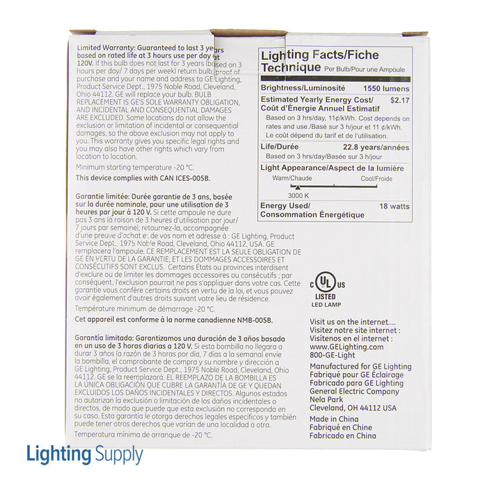 GE LED18D38OW383040 PAR38 LED 18W 1550Lm 81 CRI Screw-In Medium Dimmable Indoor And Outdoor Floodlight (92967)