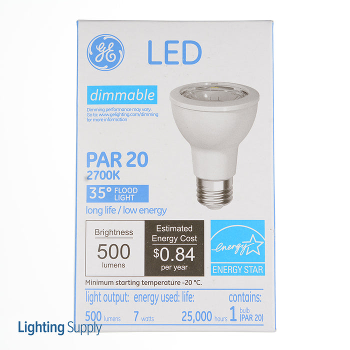 GE LED7DP203W827/35 PAR20 LED 7W 500Lm 80 CRI Screw-In Medium Dimmable Indoor Spotlight (93362)