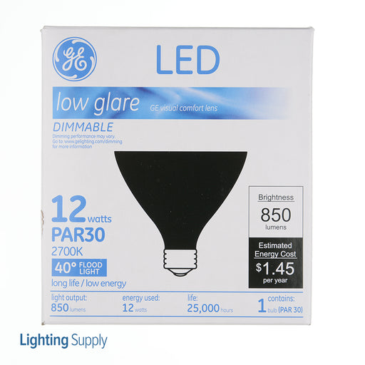 GE LED12DP30RB92740 12W LED PAR30 Lamp Medium E26 Base 2700K 850Lm 90 CRI Dimmable 40 Degree Beam Black Casing (93107784G)