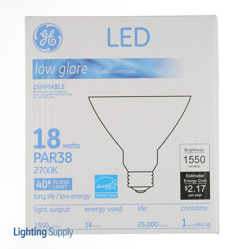 GE LED18D38OW382740 PAR38 LED 18W 1550Lm 81 CRI Screw-In Medium Dimmable Indoor And Outdoor Floodlight (92958)