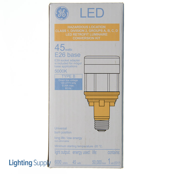 GE LED45ED17/750/HAZ LED HID Type B ED17 Lamps Approved For Hazardous Locations 45W 6000Lm 120-277V 5000K 70 CRI (93134848)