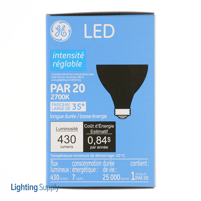 GE LED7DP203B927/35 7W LED PAR20 Lamp Medium E26 Base 2700K 430Lm 90 CRI Dimmable 35 Degree Beam Black Casing (93107783G)