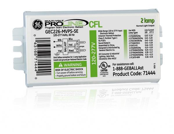 GE 63097 GEC226-MVPSU-3W Rapid Start Compact Fluorescent Ballast ...