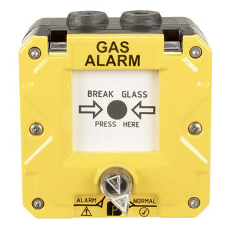 Federal Signal Call Point International General Signaling Break Glass M20 Yellow Single Screw Terminal No Lift Flap ATEX/IECEx CE/UKCA SIL2 (CP-BG-M-Y-1-NNN-00-1)