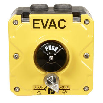 Federal Signal Call Point North America General Signaling Push Button 1/2 NPT Yellow Dual Screw Terminal No Lift Flap ATEX/IECEx CE/UKCA UL/CUL (CP-PB-N-Y-2-NNN-00-4)