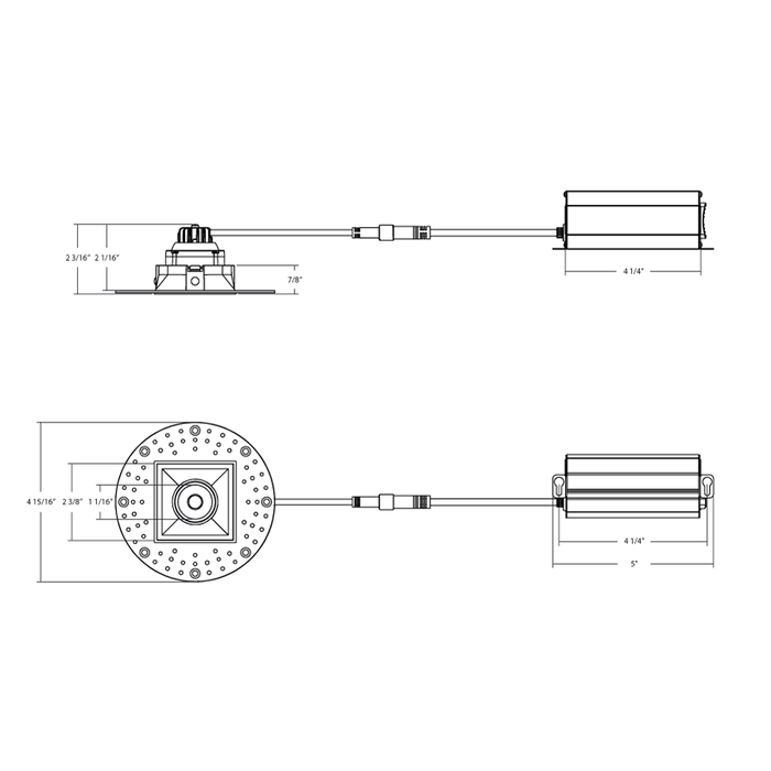 RAB Gimbal Trimless LED Downlight 2 Inch Square 6W 400Lm 90 CRI CCT Selectable 2700K/3000K/3500K/4000K/5000K 38 Degree Beam Angle Triac Dimming White (GR2STL)