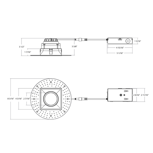 RAB Gimbal Trimless LED Downlight 4 Inch Square 15W 1000Lm 90 CRI CCT Selectable 2700K/3000K/3500K/4000K/5000K 38 Degree Beam Angle Triac Dimming White (GR4STL)