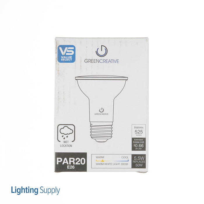 Green Creative 5.5PAR20DIM/830NF25/N PAR20 E26 5.5W Wet Location 120V Dimmable 3000K (34933)