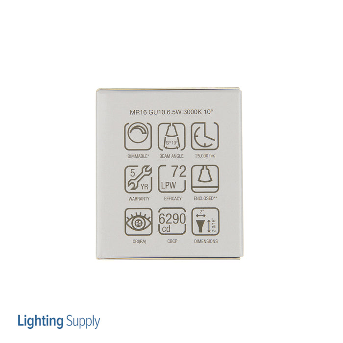 Green Creative 6.5GU10DIM/930SP10 MR16 GU10 Base 6.5W JA8 / T20 High CRI 95 3000K 470Lm 120V Dimmable (37009)