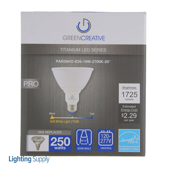 Green Creative 97769 PAR38 19WHIGH Output 120-277V Non-Dimmable (19PAR38HO/827NF25/277V)