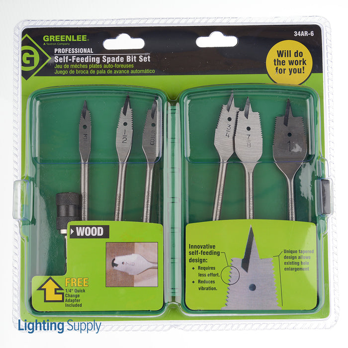 Greenlee Bit Spade-Self Feeding Corded 6 Piece Kit Pop (34AR-6)