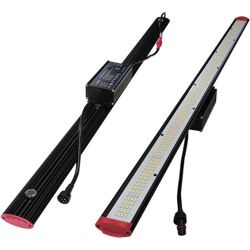 Growlite LED Light Bar Custom Red Flower Spectrum V1 90W 1-10V Between 120-277Vac Input/Black Extrusion Red End Caps/Driver Connectors 120Vac Straight Blade Line Cord (AG90-R-001)