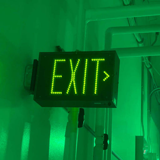 Growlite Steel Direct View LED Exit Sign Double-Face 2 Circuit Input 277/277V Black Enclosure Black Face/Green Letters Tamper Resistant Hardware (GLE-S2-2CI7-BL-TRH)