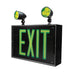 Growlite Steel Direct View LED Exit Sign Double-Face Black Enclosure  Black Face/Green Letters (2) 1.6W PAR16 Black Lamps Self-Diagnostics Mounting Canopy (GLE-S2-WB-BL-EL2-G1)