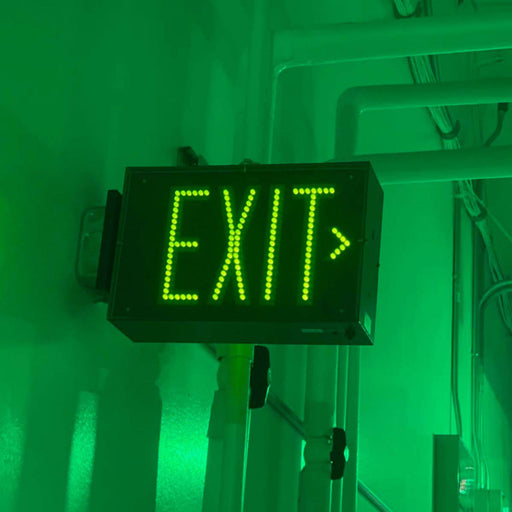 Growlite Steel Direct View LED Exit Sign Double-Face Black Enclosure Black Face/Green Letters Self-Diagnostics Mounting Canopy 8W Remote Capacity (GLE-S2-WB-BL-EL0-G1)