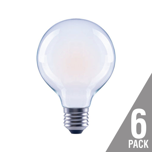 Global Value Lighting Soft White Frosted 5.5W 120V 500Lm G25 E26 Medium LED 6 Pack 2700K (FG-03180)