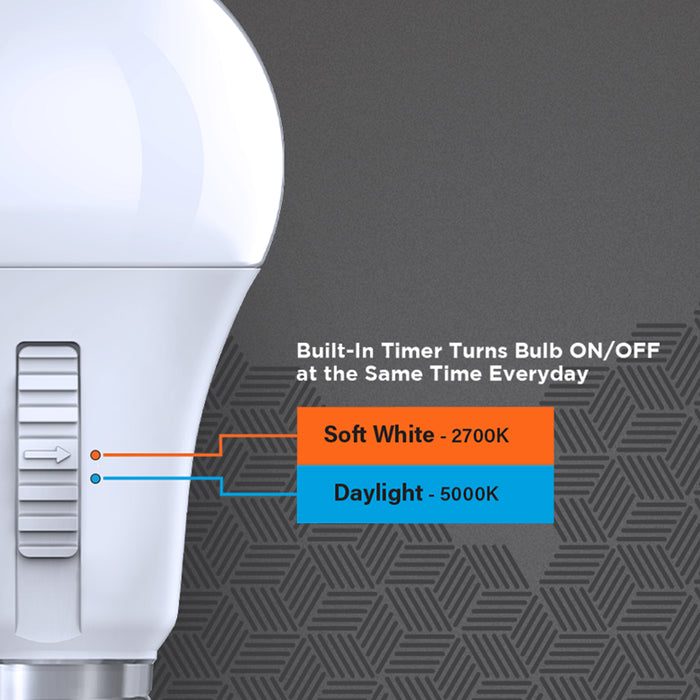 Feit Electric 8.8W [60W Equivalent] CCT Selectable 2700K-5000K A19 Timer LED Bulb (OM602CCTCA/TIMERLEDI)