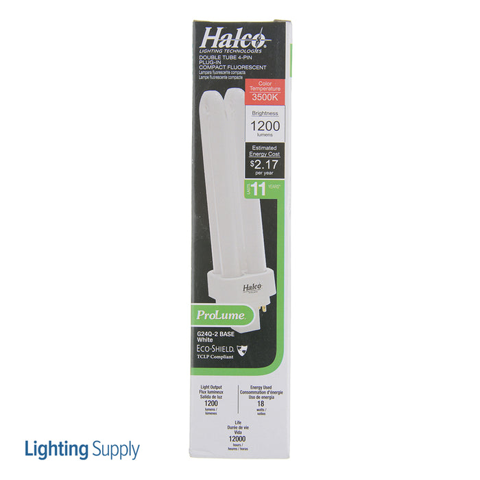 Halco PL18D/E/35/ECO Compact Fluorescent 18W 120V 3500K 1200Lm G24Q-2 Base Dimmable Double Tube Prolume Bulb (109012)