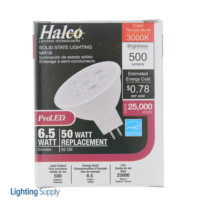 Halco MR16FL6/830/LED2 6.5W LED MR16 3000K 12V 82 CRI GU5.3 Base Dimmable White Bulb (80538)