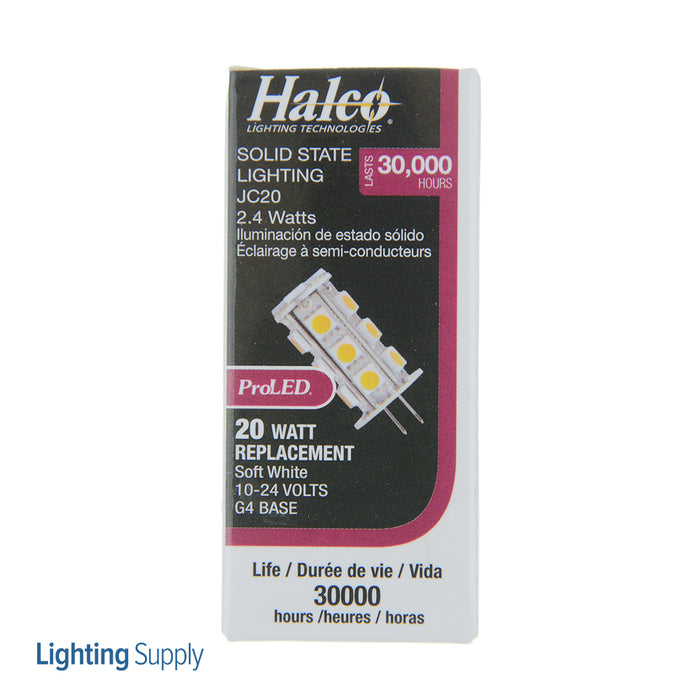 Halco JC20/2WW/LED 2.4W LED JC20 3000K 10V-18V 82 CRI Bi-Pin G4 Base Bulb (80690)