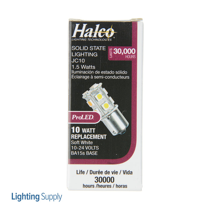 Halco JC10/1WW/BA15S/LED 1.5W LED JC10 3000K 10V-18V 82 CRI Single Contact Bayonet BA15S Base Dimmable Bulb (80692)