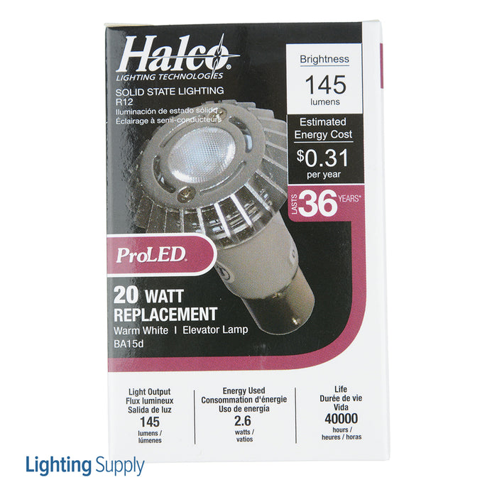 Halco GBF/3WW/LED 2.6W LED R12 2700K 10V-18V 82 CRI Double Contact Bayonet BA15D Base White Bulb (80756)