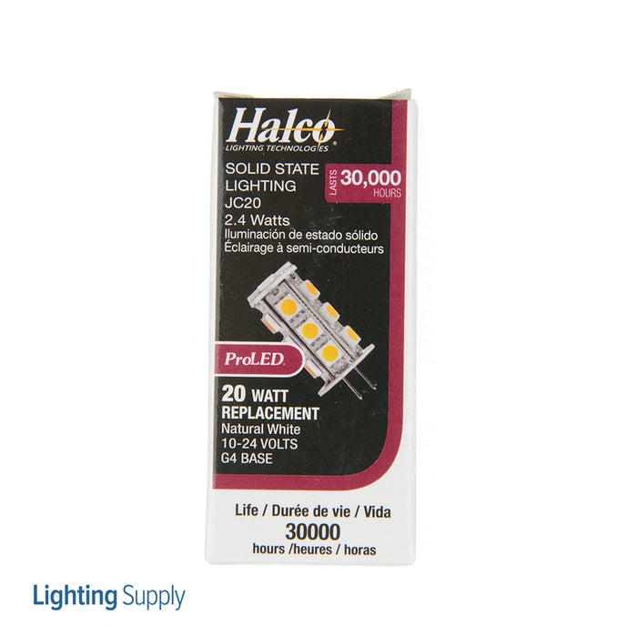 Halco JC20/2NW/LED 2.4W LED JC20 5000K 10V-18V 82 CRI Bi-Pin G4 Base Bulb (80815)