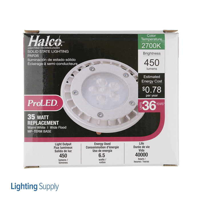 Halco PAR36WFL6/827/IP67/LED 6.5W LED PAR36 2700K 10V-15V 82 CRI Dimmable Bulb (81075)