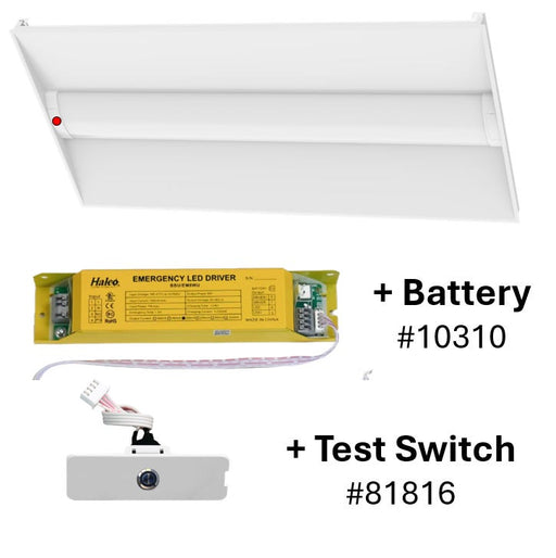 Halco CBT-24-LS-CS-UNV-EM LED 2X4 Center Basket Troffer Controls Ready Selectable 4000Lm/4500Lm/5000Lm 3500K/4000K/5000K 120-277V 0-10V Dimming Emergency Battery Backup(81806)