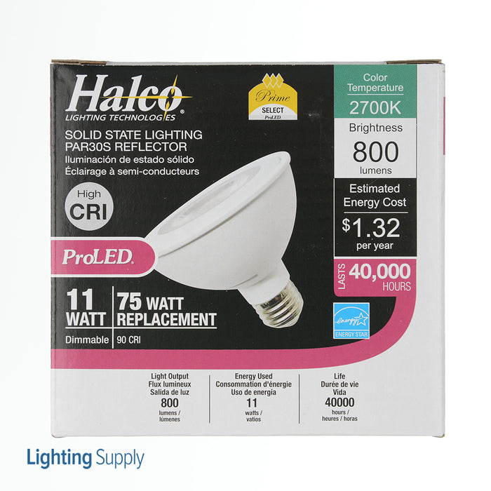 Halco PAR30NFL11S/927/WH/LED 11W LED PAR30 Short Neck 2700K 120V 90 CRI Medium E26 Base Dimmable Bulb (83018)