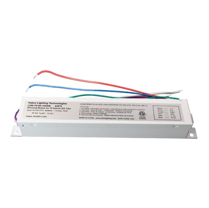Halco LDM-T8195-100WM LED T8 Type B and Hybrid A/B Dimming Driver 0-10V Dimming - Required To Dim T8 In Type B Mode (84979)