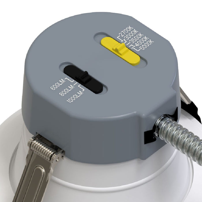 Halco CDL-4-LS-CS-WH-DDV 4 Inch Downlight Selectable 600Lm/800Lm/1000Lm 2700K/3000K/3500K/4000K/5000K 120-277V Triac/ELV/0-10V White Reflector/Flange (89210)