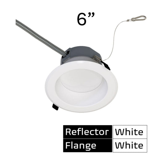 Halco CDL-6-LS-CS-WH-DDV 6 Inch Downlight Selectable 1000Lm/1800Lm/2500Lm 2700K/3000K/3500K/4000K/5000K 120-277V Triac/ELV/0-10V White Reflector/Flange (89211)