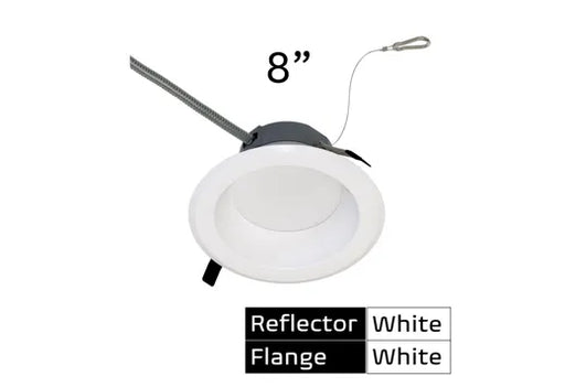 Halco CDL-8-LS-CS-WH-DDV 8 Inch Commercial Downlight Selectable 16W/24W/30W 1800Lm/2700Lm/3500Lm 2700K/3000K/3500K/4000K/5000K 120-277V Dimmable White Reflector/White Flange (89212)