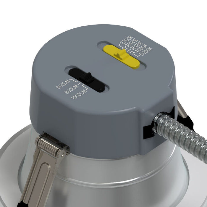 Halco CDL-4-LS-CS-HZWH-DDV 4 Inch Downlight Selectable 600Lm/800Lm/1000Lm 2700K/3000K/3500K/4000K/5000K 120-277V Triac/ELV/0-10V Haze Reflector/White Flange (89214)