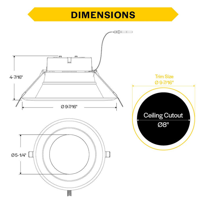 Halco CDL-8-LS-CS-HZWH-DDV 8 Inch Downlight Selectable 1800Lm/2700Lm/3500Lm 2700K/3000K/3500K/4000K/5000K 120-277V Triac/ELV/0-10V Haze Reflector/White Flange (89216)