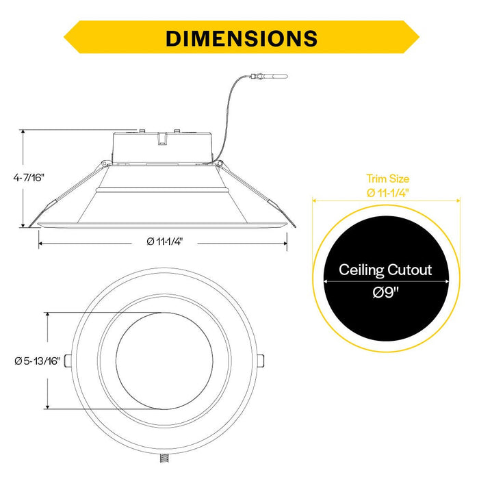 Halco CDL-10-LS-CS-HZWH-DDV 10 Inch Downlight Selectable 2800Lm/3500Lm/4500Lm 2700K/3000K/3500K/4000K/5000K 120-277V Triac/ELV/0-10V Haze Reflector/White Flange (89217)