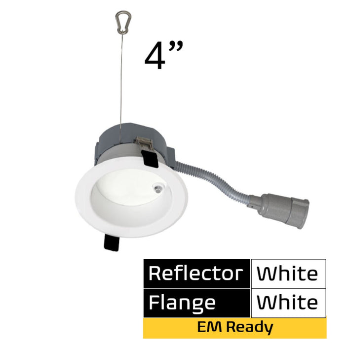Halco CDLEM-4-LS-CS-WH-DDV 4 Inch Downlight Selectable 600Lm/800Lm/1000Lm 2700K/3000K/3500K/4000K/5000K 120-277V Triac/ELV/0-10V Emergency Battery Backup White Reflector/Flange (89218)