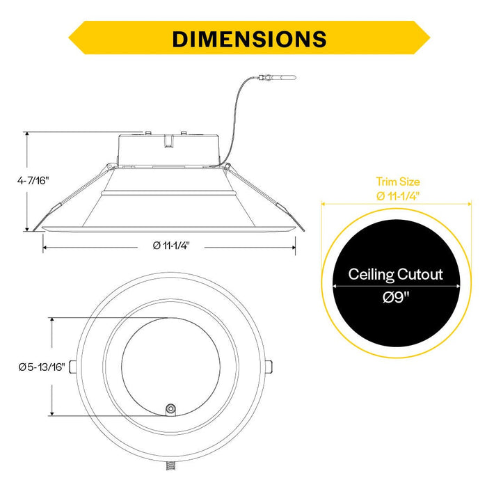 Halco CDLEM-10-LS-CS-WH-DDV 10 Inch Downlight Selectable 2800Lm/3500Lm/4500Lm 2700K/3000K/3500K/4000K/5000K 120-277V Triac/ELV/0-10V Emergency Backup White Reflector/Flange (89221)
