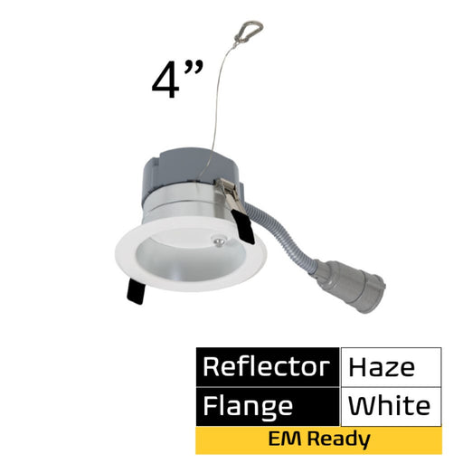 Halco CDLEM-4-LS-CS-HZWH-DDV 4 Inch Downlight Selectable 600Lm/800Lm/1000Lm 2700K/3000K/3500K/4000K/5000K 120-277V Triac/ELV/0-10V Emergency Backup Haze Reflector/White Flange (89222)