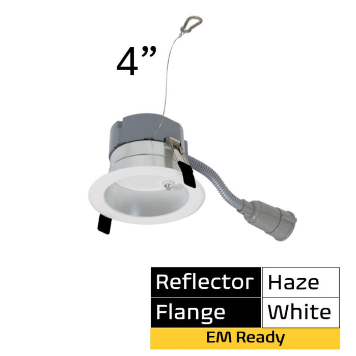 Halco CDLEM-4-LS-CS-HZWH-DDV 4 Inch Downlight Selectable 600Lm/800Lm/1000Lm 2700K/3000K/3500K/4000K/5000K 120-277V Triac/ELV/0-10V Emergency Backup Haze Reflector/White Flange (89222)